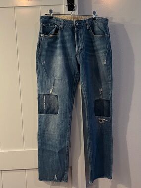rag & bone Distressed Blue Straight Jeans (30)